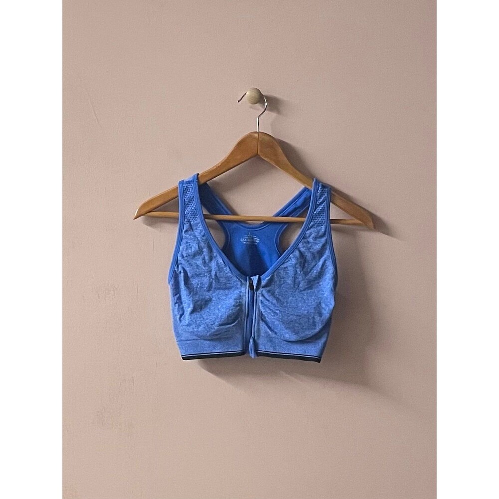 Blue Marled Zipped Sports Bra Size L